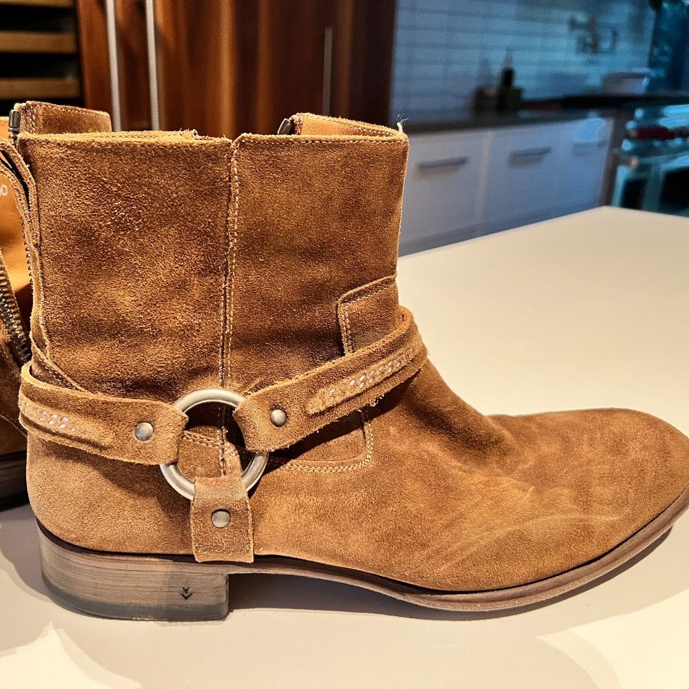 John Varvatos ELDRIDGE HARNES Men's Brown Suede Boots - Size 10